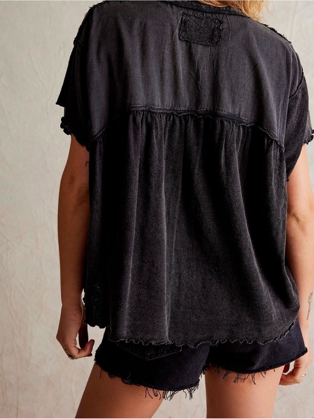 Free People Sofia Henley Tee Black Size, XS - Picture 3 of 5